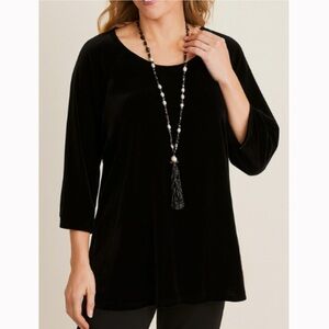 J. Jill Black Velvet Scoop Neck Top